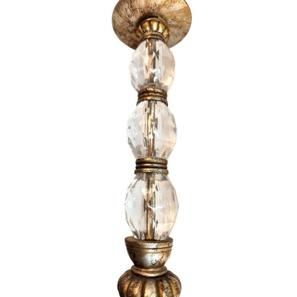 Set Of 2  Gold & Acrylic Crystal Candle Holders With Ornate Resin Bases 12 & 15 - Picture 13 of 14